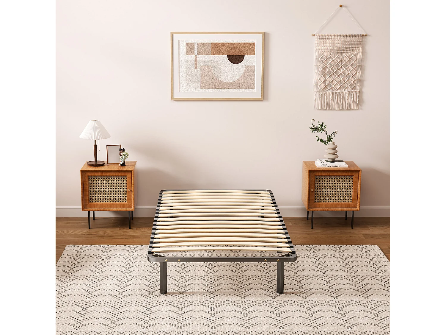 Cadre à lattes 90 x 190 cm - comprend 6 pieds