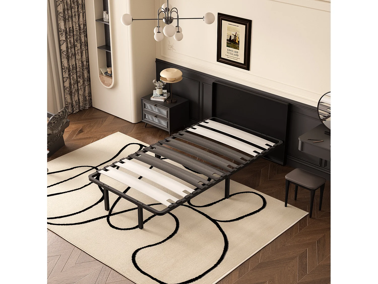 Sommier 90x190 cm, 6 Pieds Durable, Sommier à Lattes pour Adulte