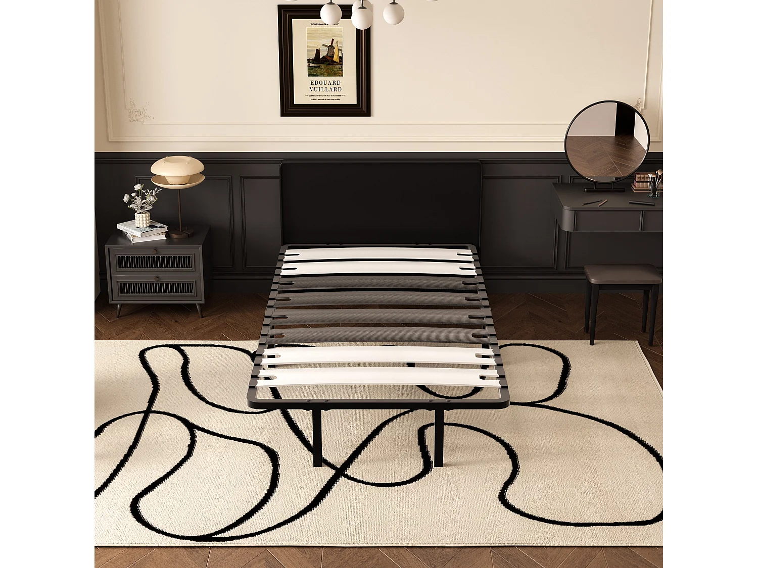 Sommier 90x190 cm, 6 Pieds Durable, Sommier à Lattes pour Adulte