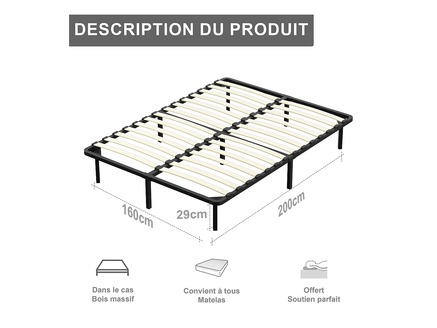 Lattenbodem 160x200, inclusief 9 poten, bed 2¡Á14 latten