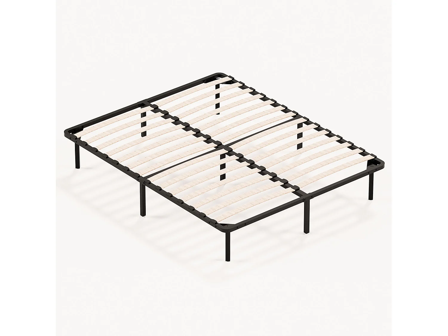 Sommier à Lattes 160x200, 9 Pieds Inclus, Lit 2×14 Lattes