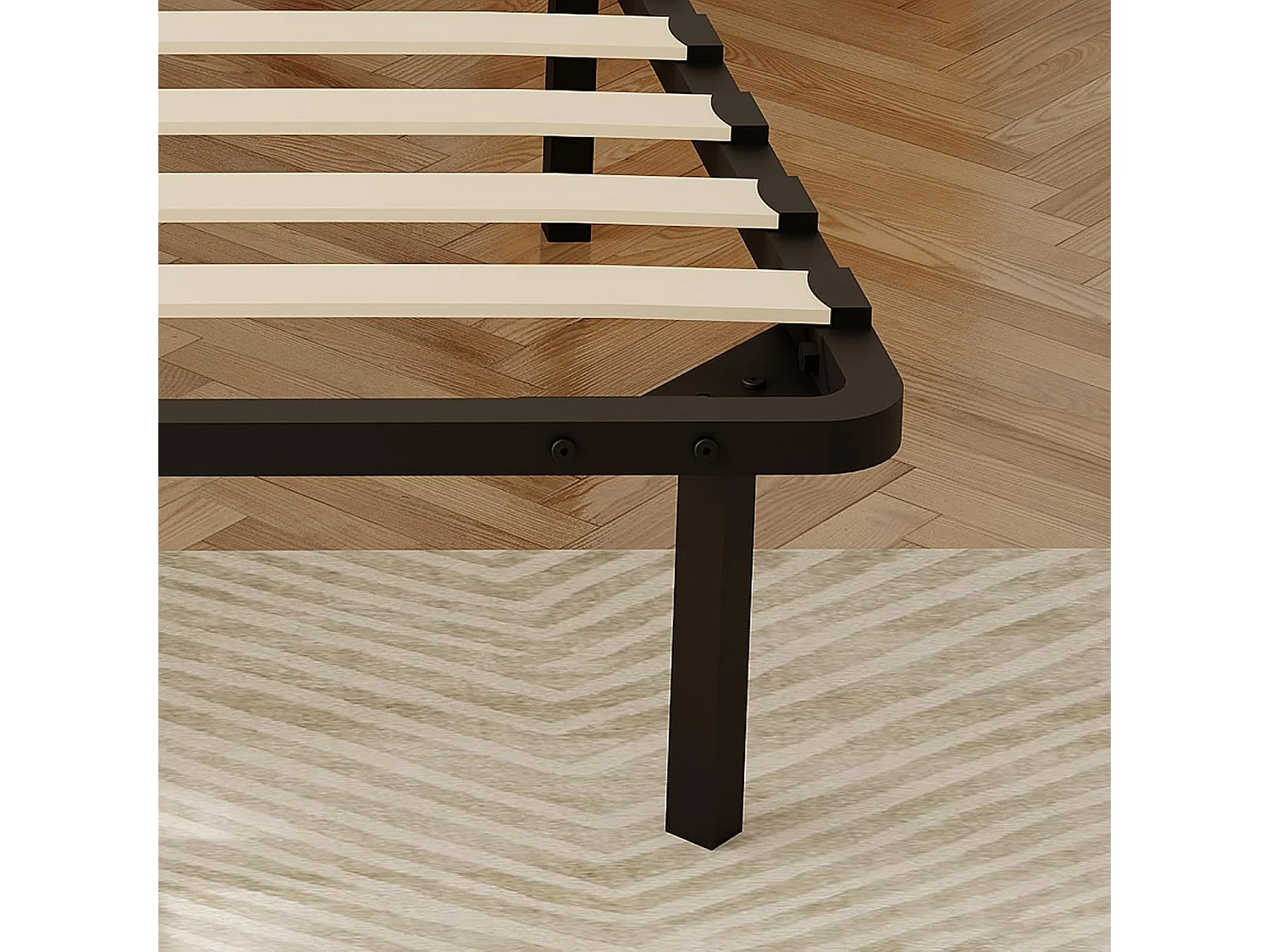 Sommier à Lattes 160x200, 9 Pieds Inclus, Lit 2×14 Lattes