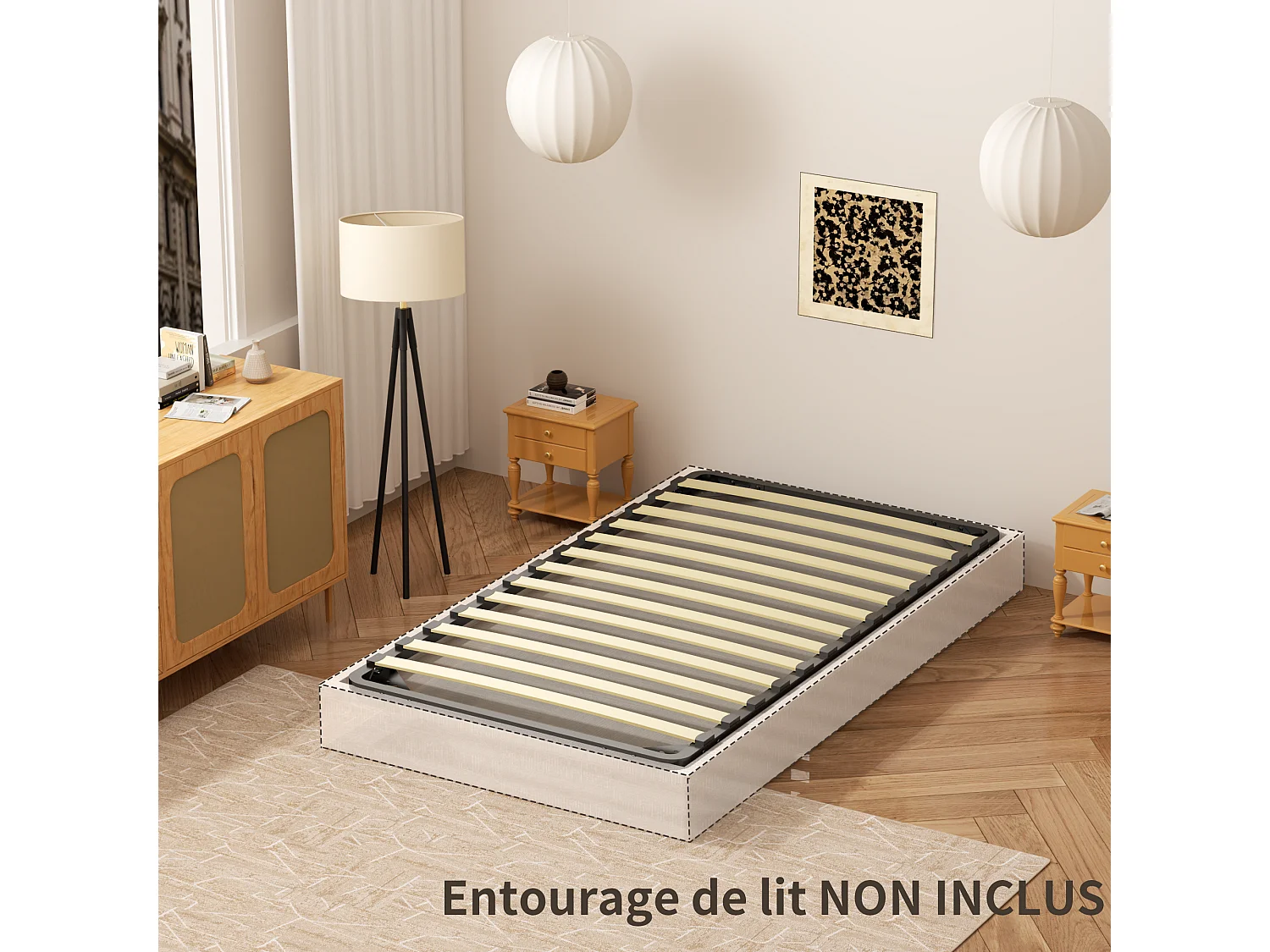 Dewinner Sommier à Lattes sur Pieds, Lit 1×13 Lattes, 90x190CM