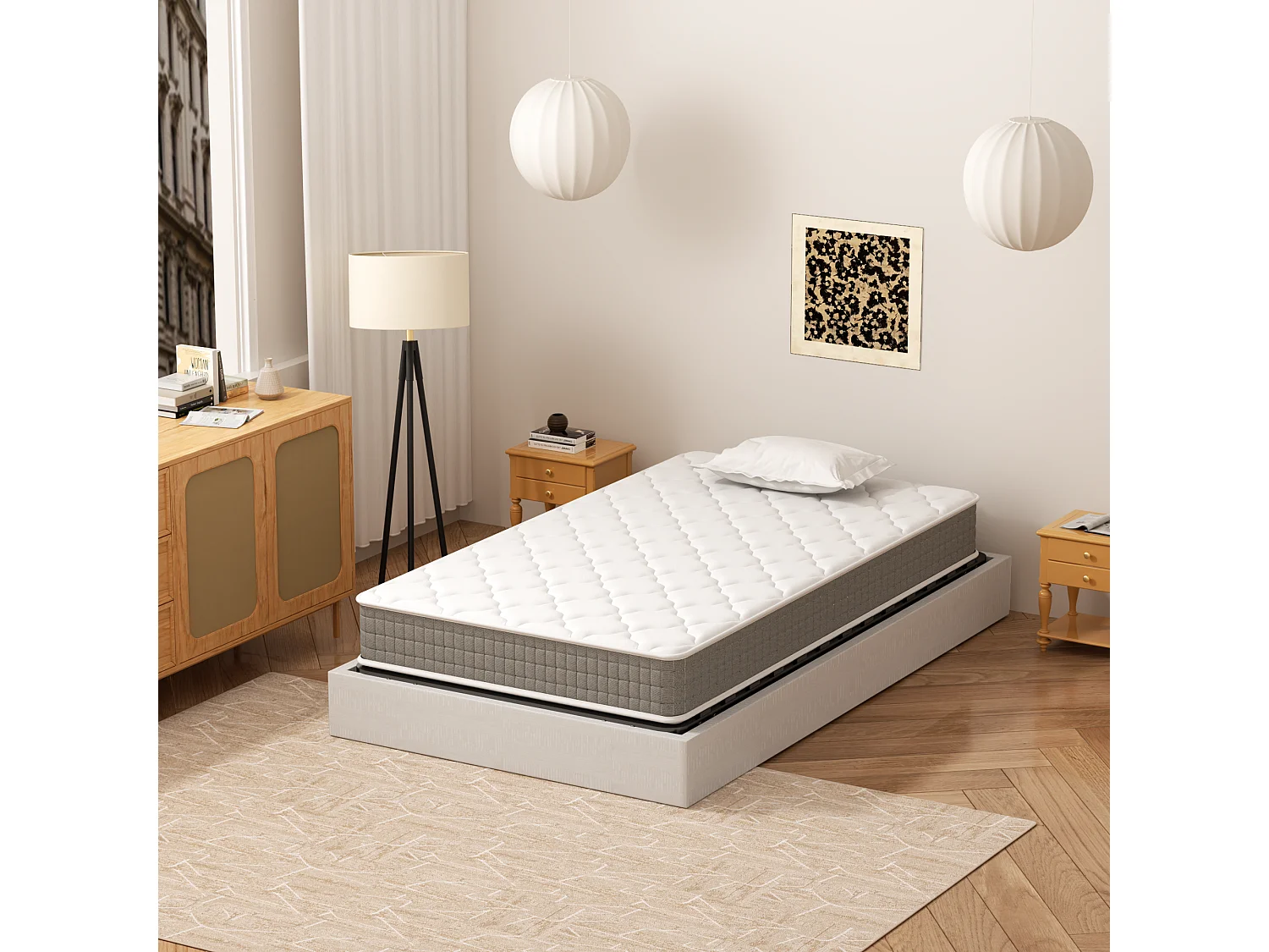 Dewinner Sommier ¨¤ Lattes sur Pieds, Lit 1¡Á13 Lattes, 90x190CM