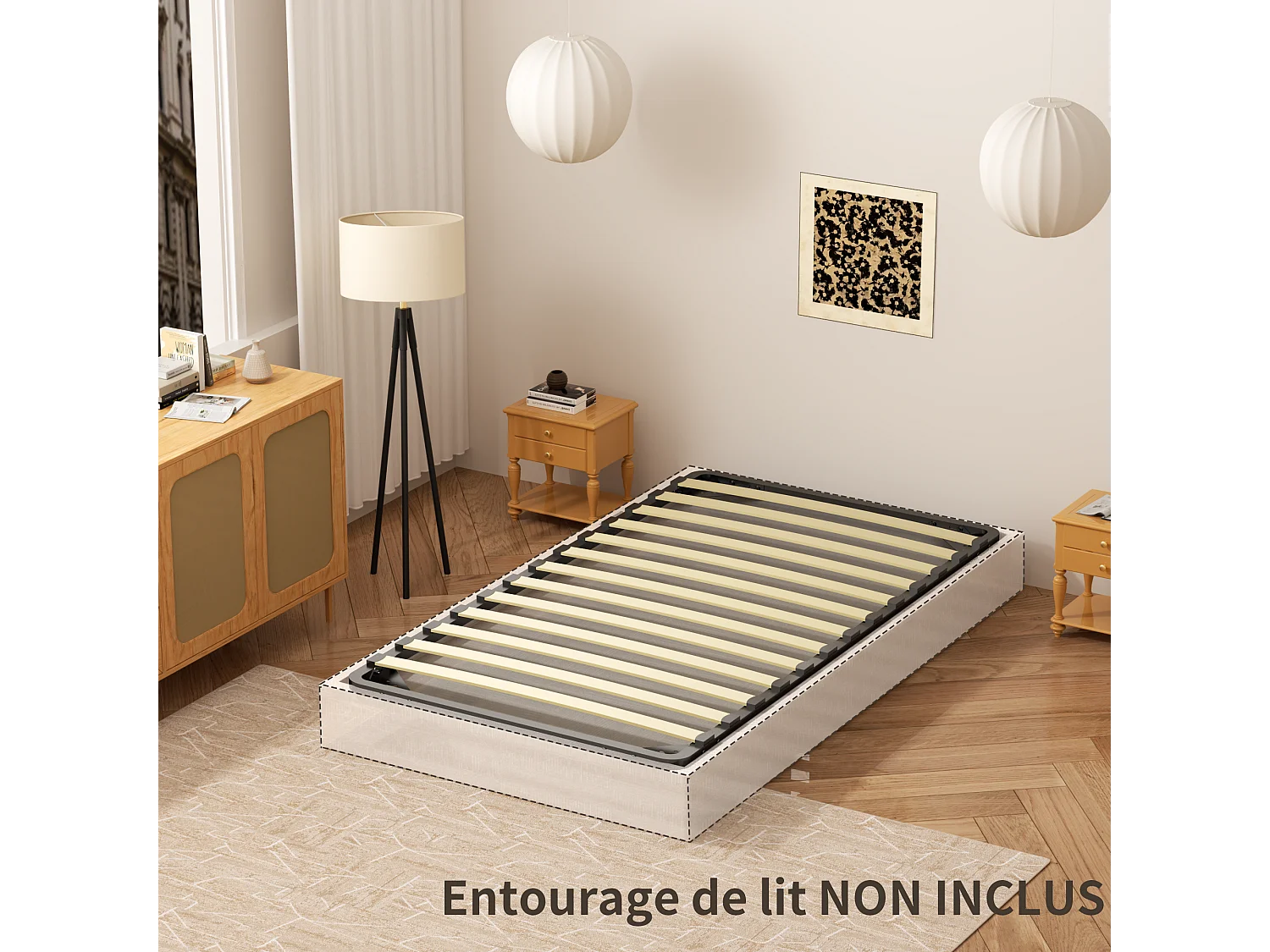 Dewinner Sommier à Lattes sur Pieds, Lit 1×13 Lattes, 90x190CM