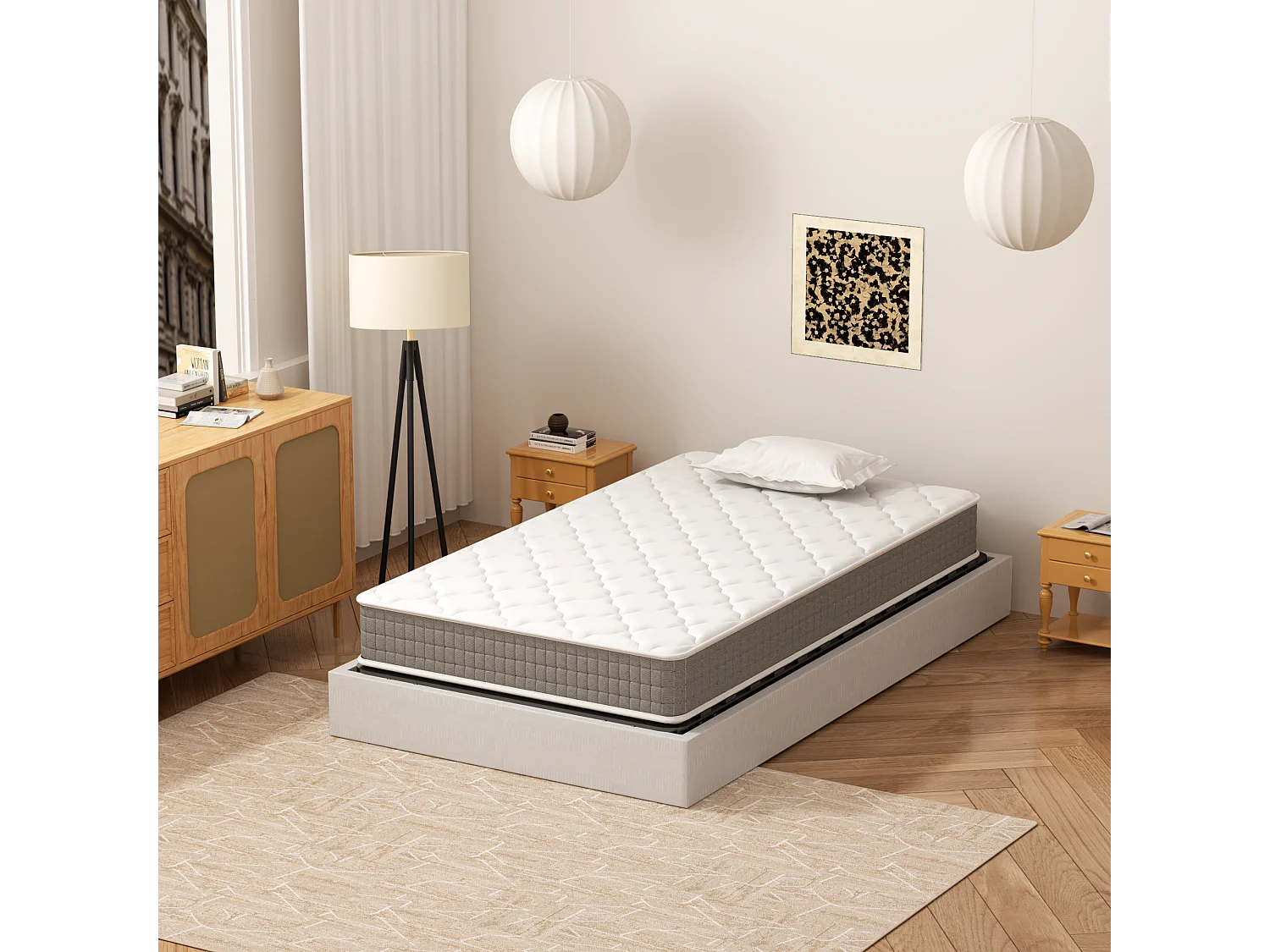 Dewinner Sommier à Lattes sur Pieds, Lit 1×13 Lattes, 90x190CM