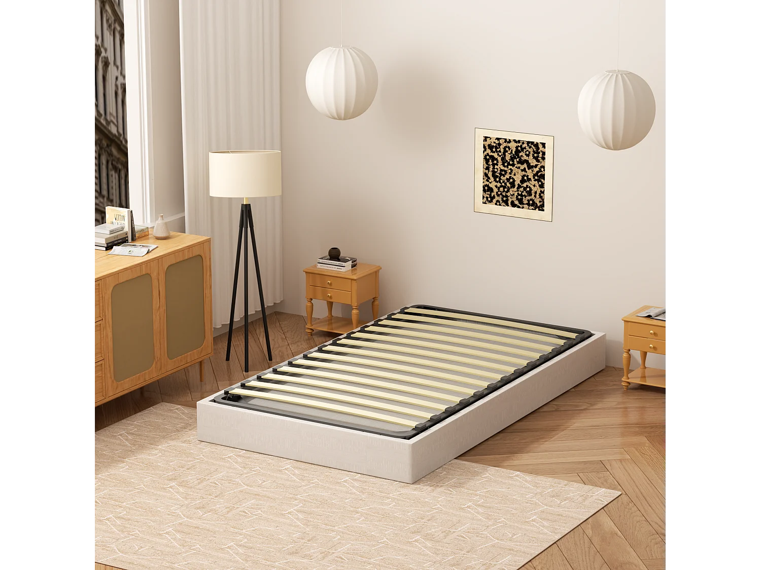 Dewinner Sommier à Lattes sur Pieds, Lit 1×13 Lattes, 90x190CM