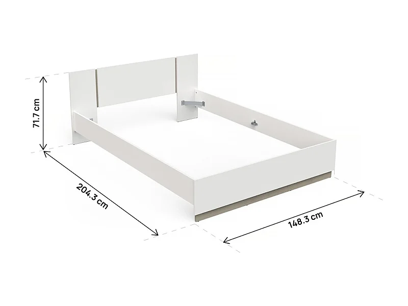 Lit Double en bois "Watson" - 140 x 200 cm - Blanc