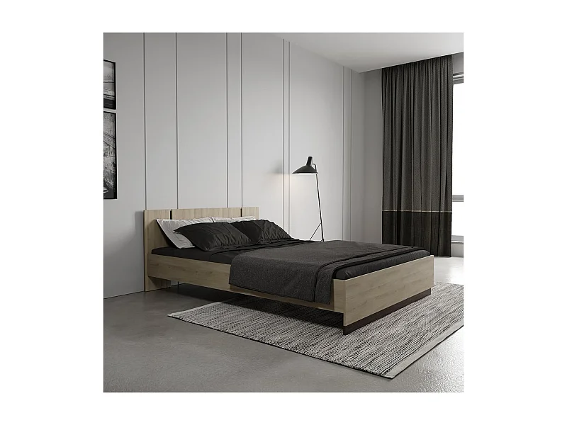 Lit Double en bois "Watson" - 140 x 200 cm - Marron