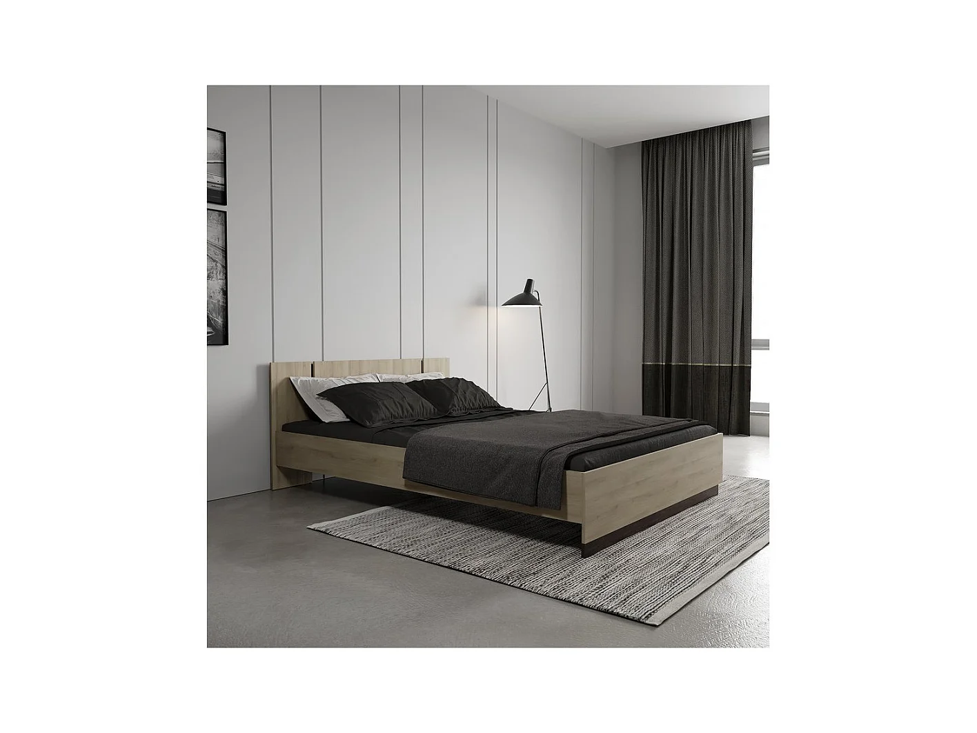 Lit Double en bois "Watson" - 140 x 200 cm - Marron