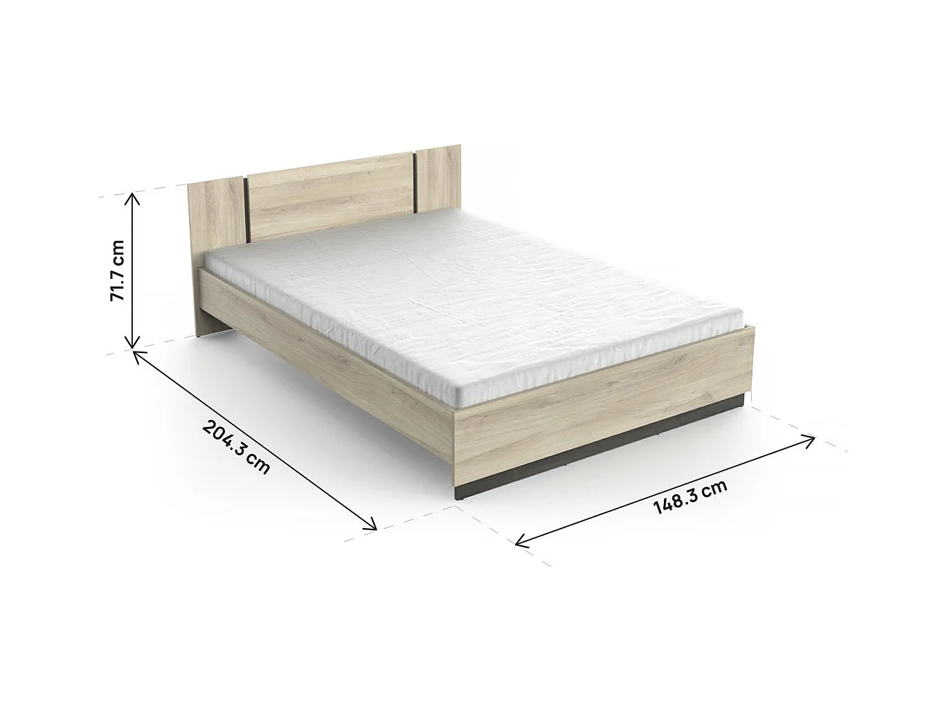 Lit Double en bois "Watson" - 140 x 200 cm - Marron