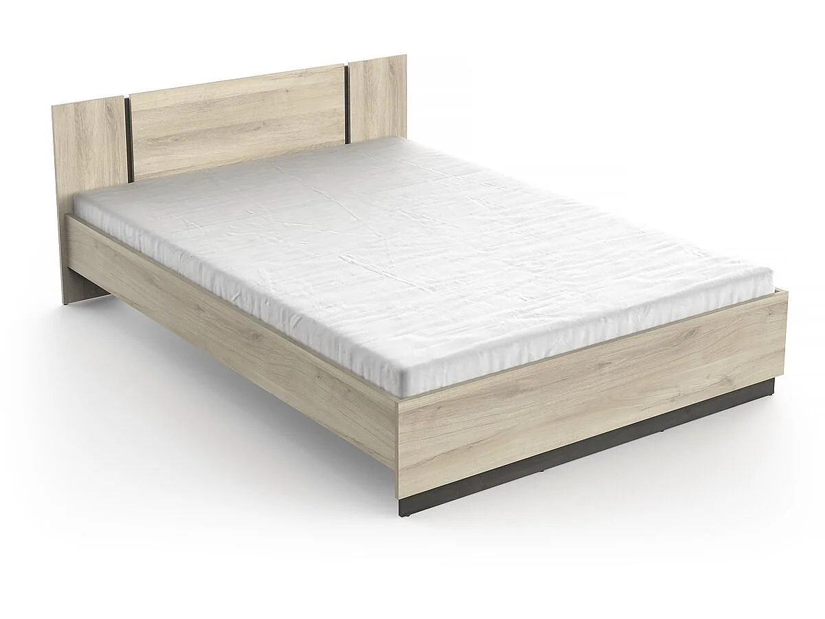 Moderne en elegante houten tweepersoonsbed "Watson" - 140 x 200 cm - Bruin