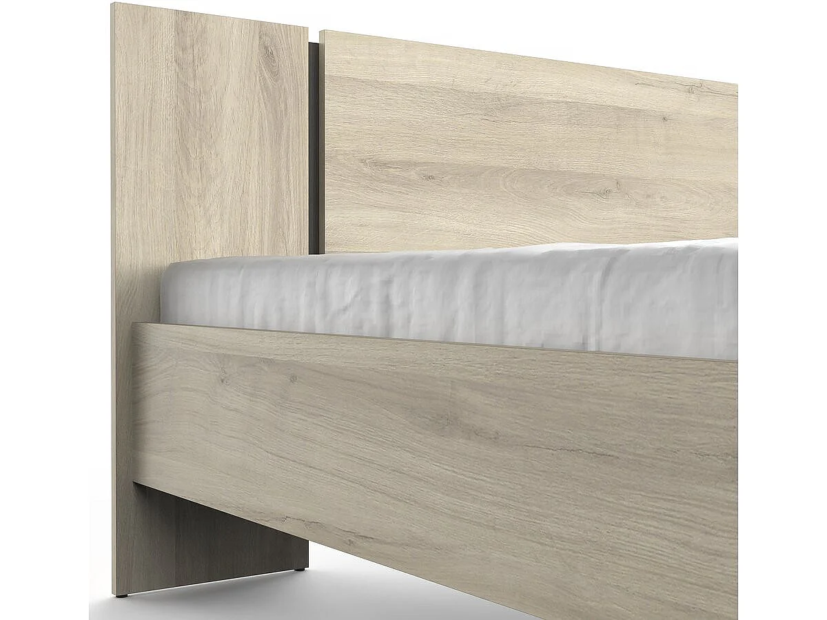 Moderne en elegante houten tweepersoonsbed "Watson" - 140 x 200 cm - Bruin