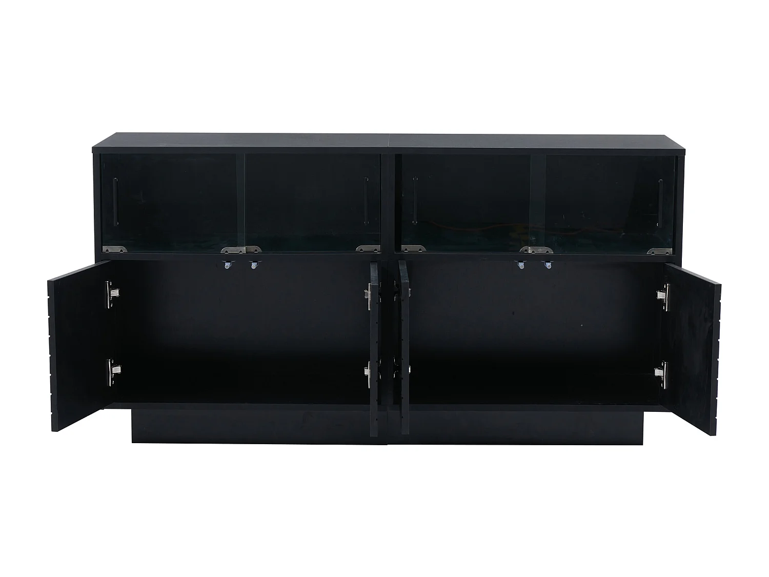 Buffet 130x35x68cm - avec 2 armoires - 4 portes - avec éclairage LED - noir