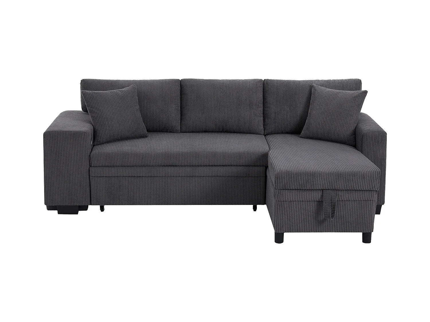 3-zits hoekbank - met USB-oplaadpoorten - met kussens - verstelbare hoekbank - grijs