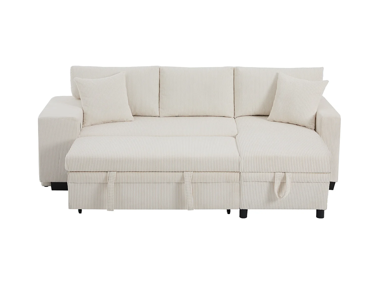 3-zits hoekbank - met USB-oplaadpoorten - met kussens - verstelbare hoekbank - beige