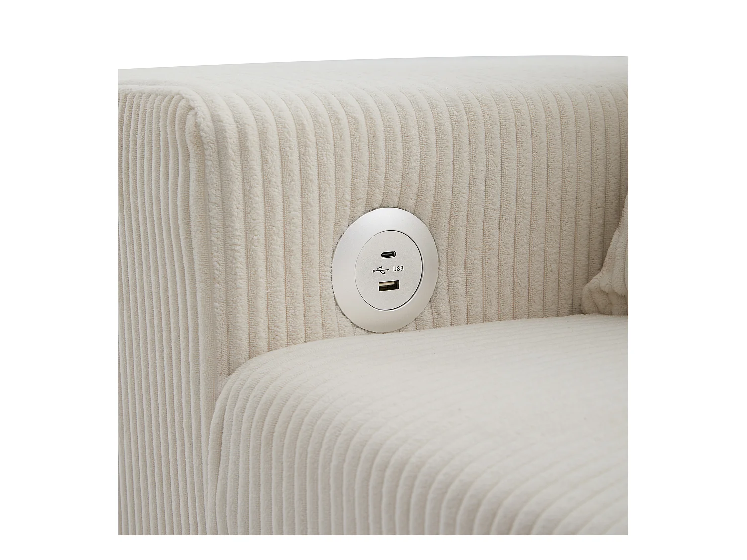 3-zits hoekbank - met USB-oplaadpoorten - met kussens - verstelbare hoekbank - beige