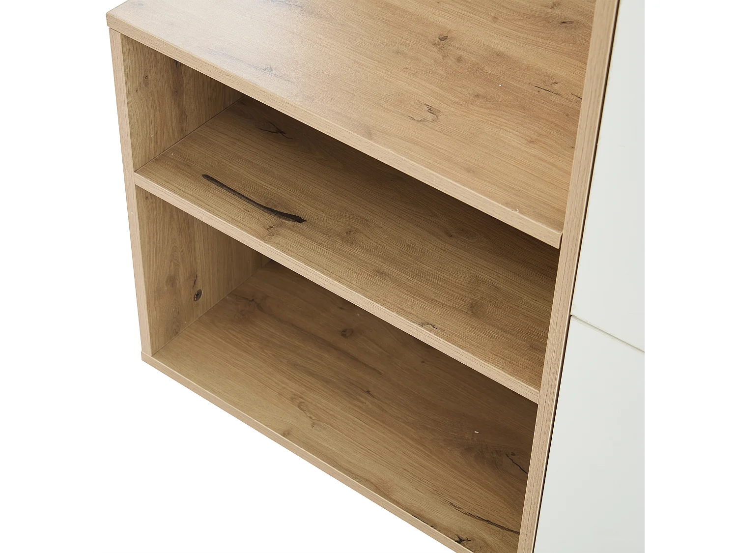 Guardaroba d'ingresso 100×38,5×190 cm - con specchio e porta scarpe - con 1 cassetto e 2 scomparti - bianco + naturale