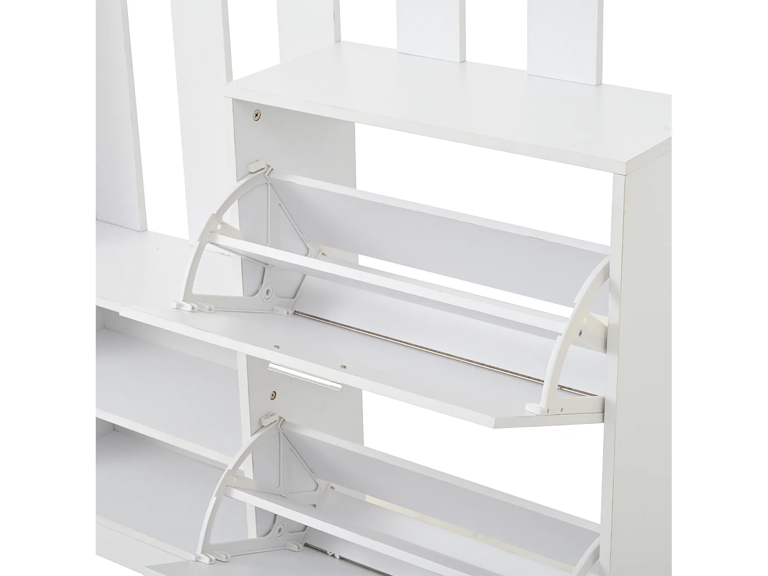 Ensemble vestiaire d'entrée 135x25x180cm - avec porte-manteau et 2 armoires à chaussures - avec miroir et crochets - blanc