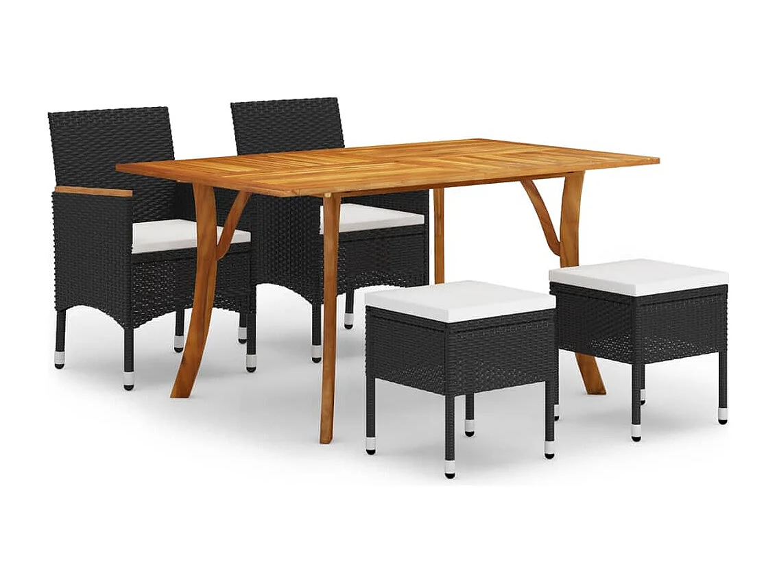 Set Mobili da Pranzo per Giardino 5 pz Nero