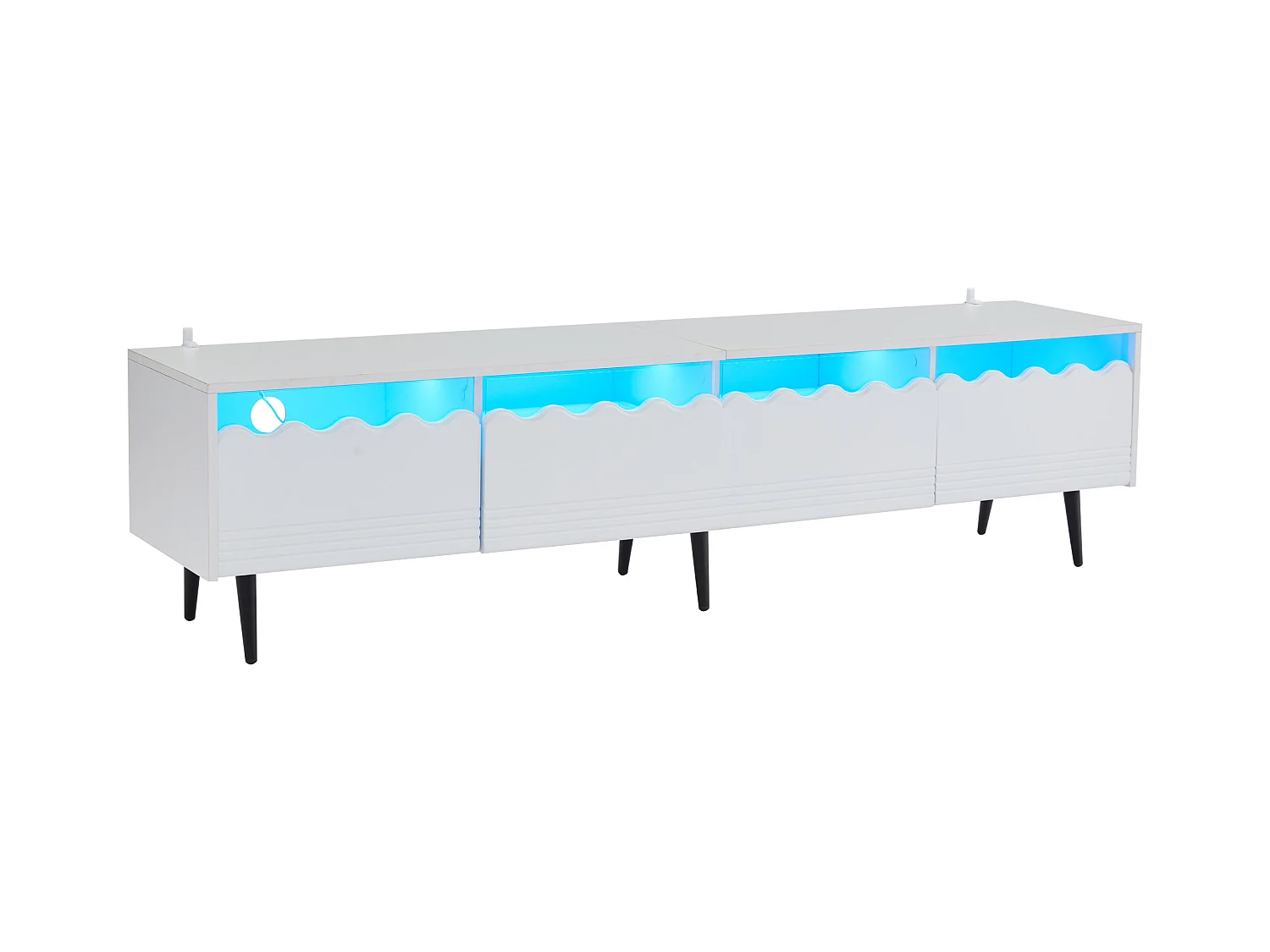 Mueble para TV 176×38×45 cm - con iluminación LED - con 2 cajones y 2 puertas - blanco