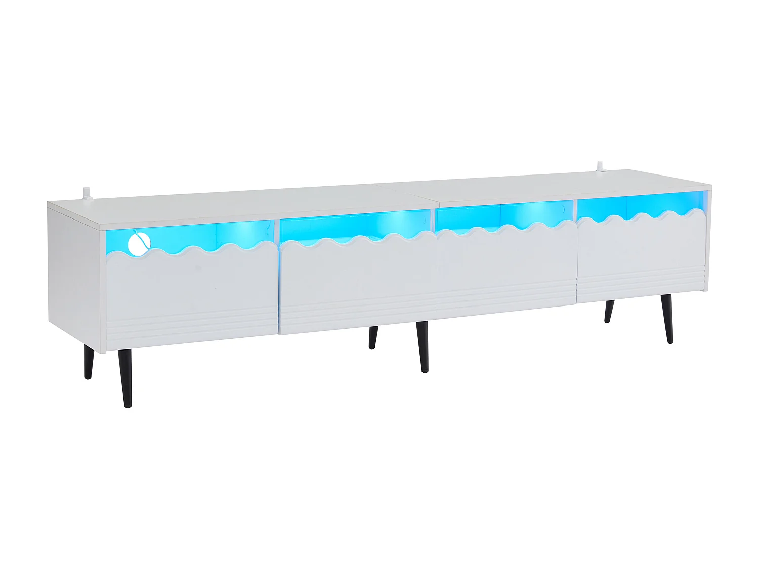 Mobile per TV 176×38×45 cm - con illuminazione LED - con 2 cassetti e 2 ante - bianco