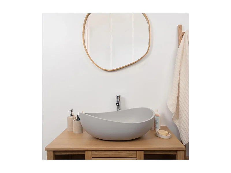 Lavabo sobre encimera IRIS de hormigón orgánico gris de 57x37 cm