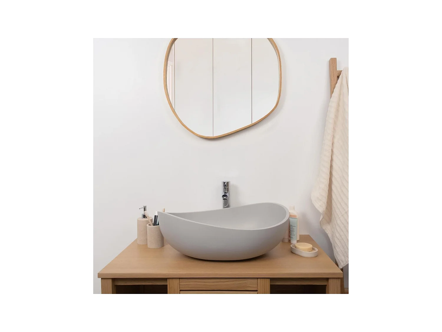 Aufsatzwaschbecken IRIS 57x37cm aus grauem Beton