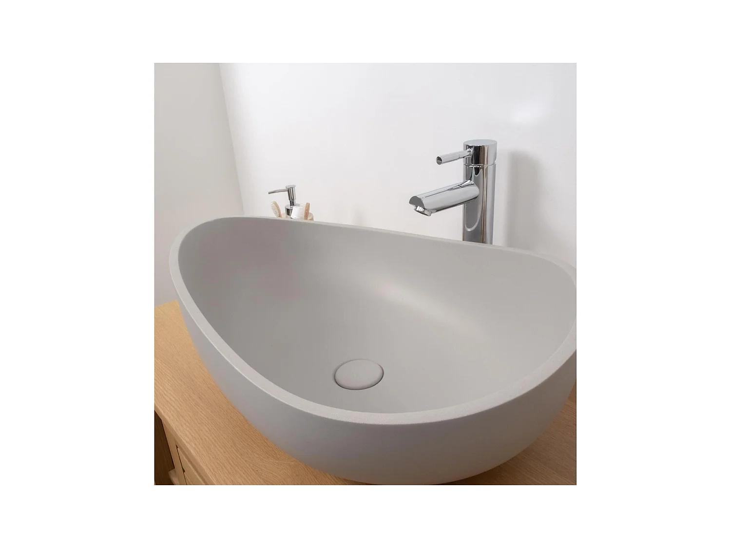 Aufsatzwaschbecken IRIS 57x37cm aus grauem Beton