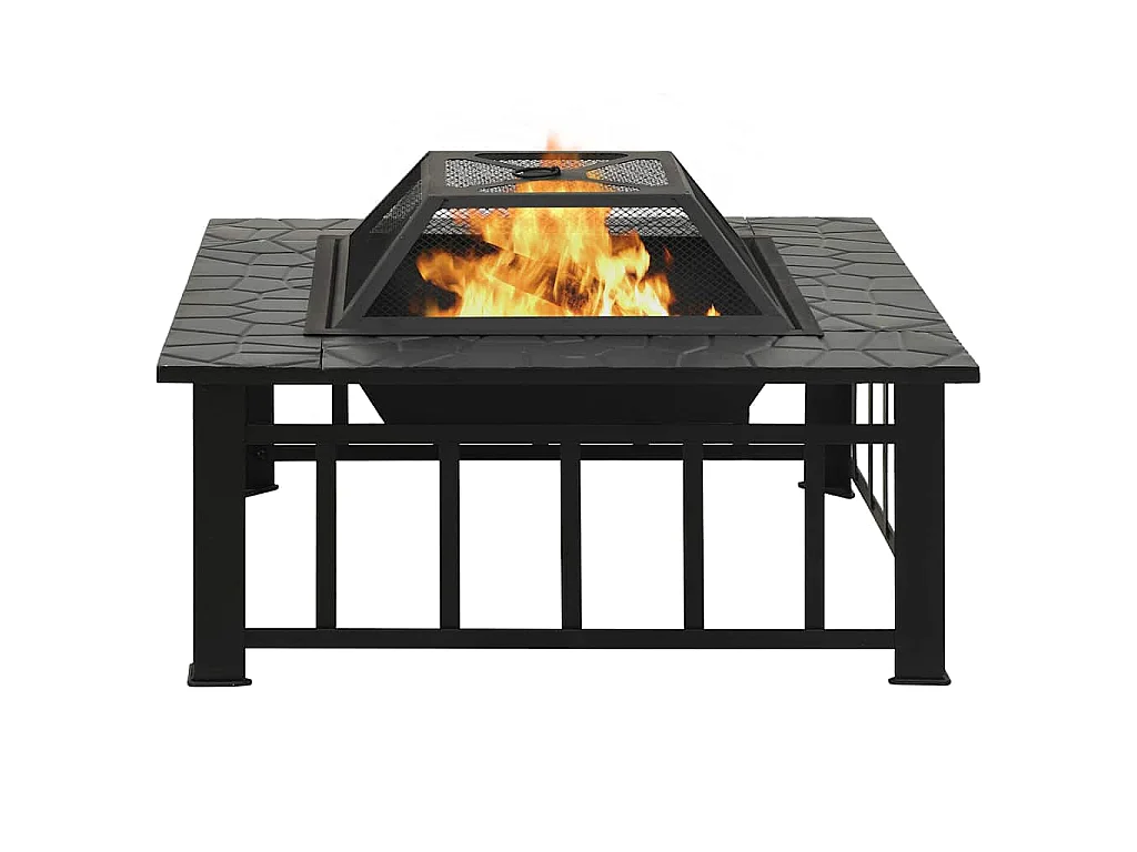 Foyer de jardin avec tisonnier 81x81x47 cm XXL Acier