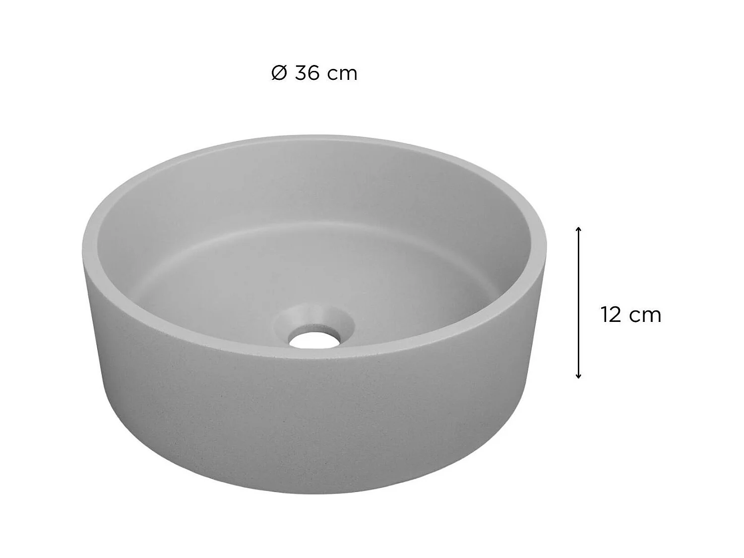 ALAN 36 cm rundes Aufsatzwaschbecken aus grauem Beton