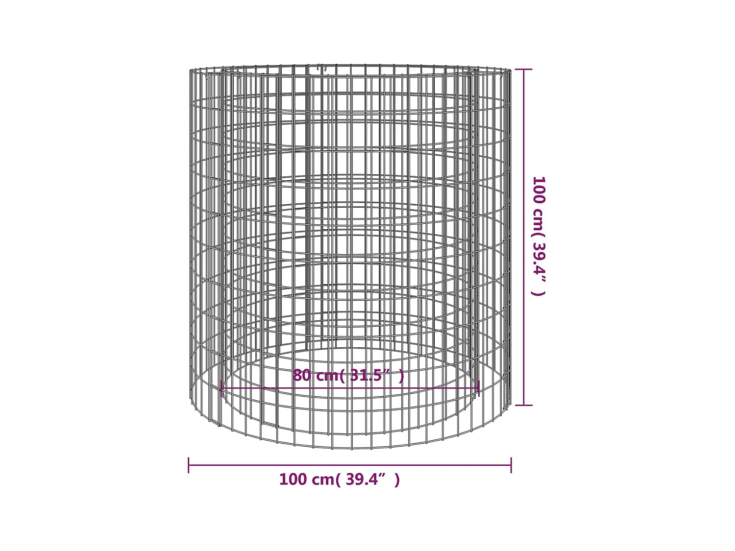 Foyer en gabion Ø 100 cm fer galvanisé