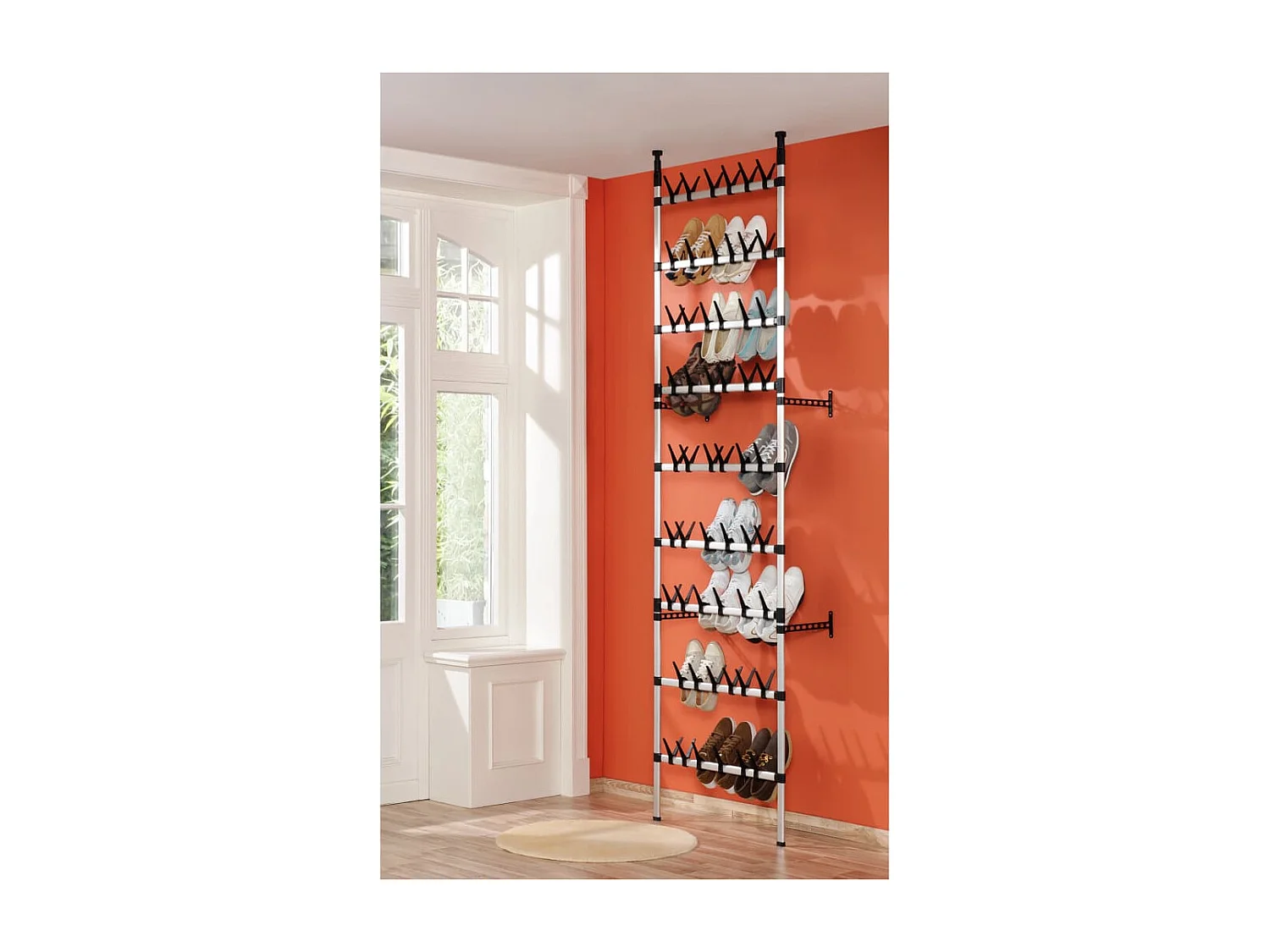 Étagère à chaussures télescopique avec barres Aluminium