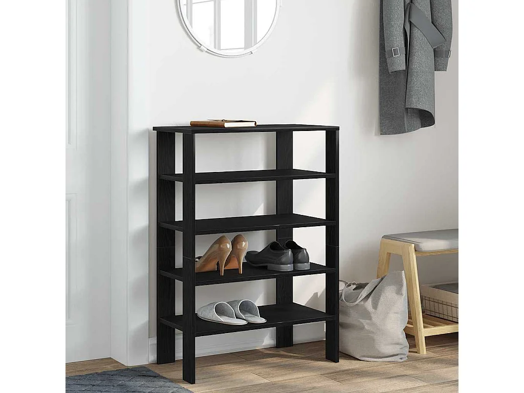Étagère à chaussures noir 61x32x87,5 cm bois d'ingénierie
