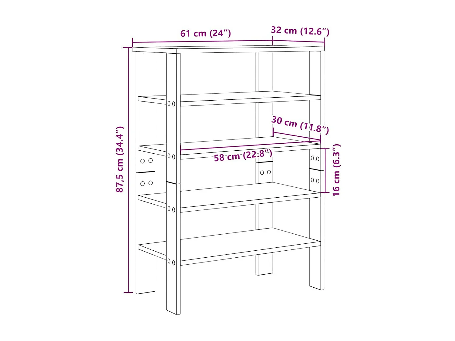 Étagère à chaussures noir 61x32x87,5 cm bois d'ingénierie