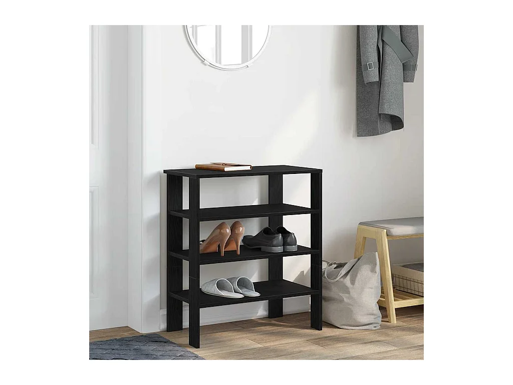 Étagère à chaussures noir 61x32x70 cm bois d'ingénierie