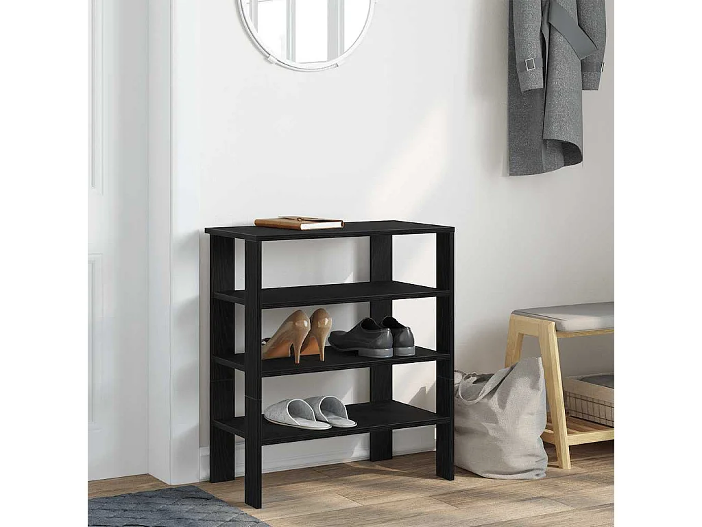 Étagère à chaussures noir 61x32x70 cm bois d'ingénierie