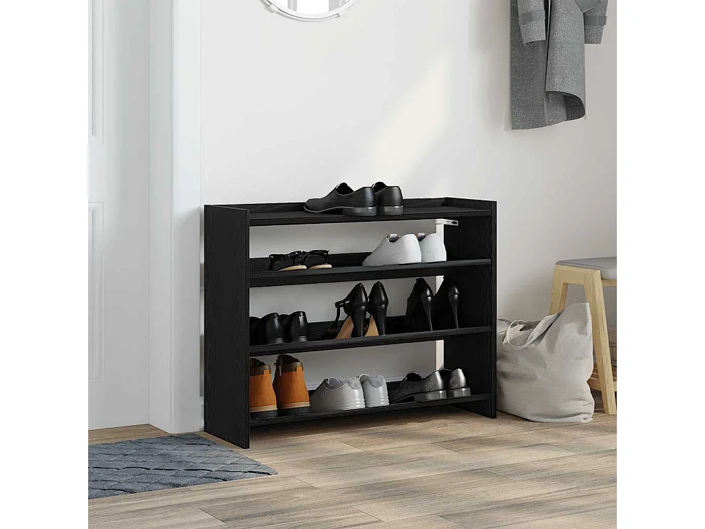 Étagère à chaussures noir 80x25x62 cm bois d'ingénierie