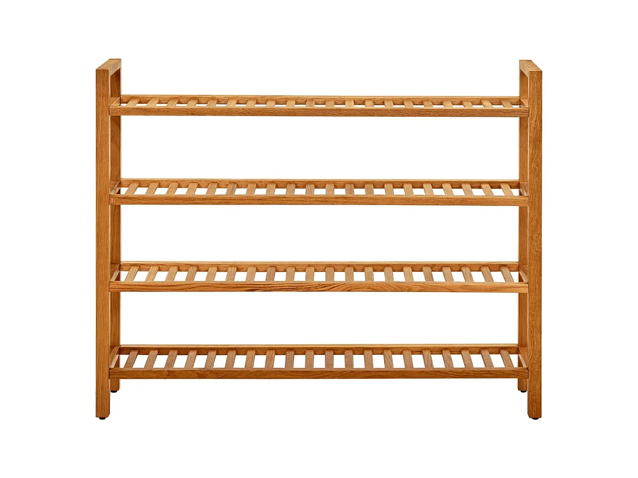 Étagère à chaussures à 4 niveaux 100x27x80 cm Chêne massif