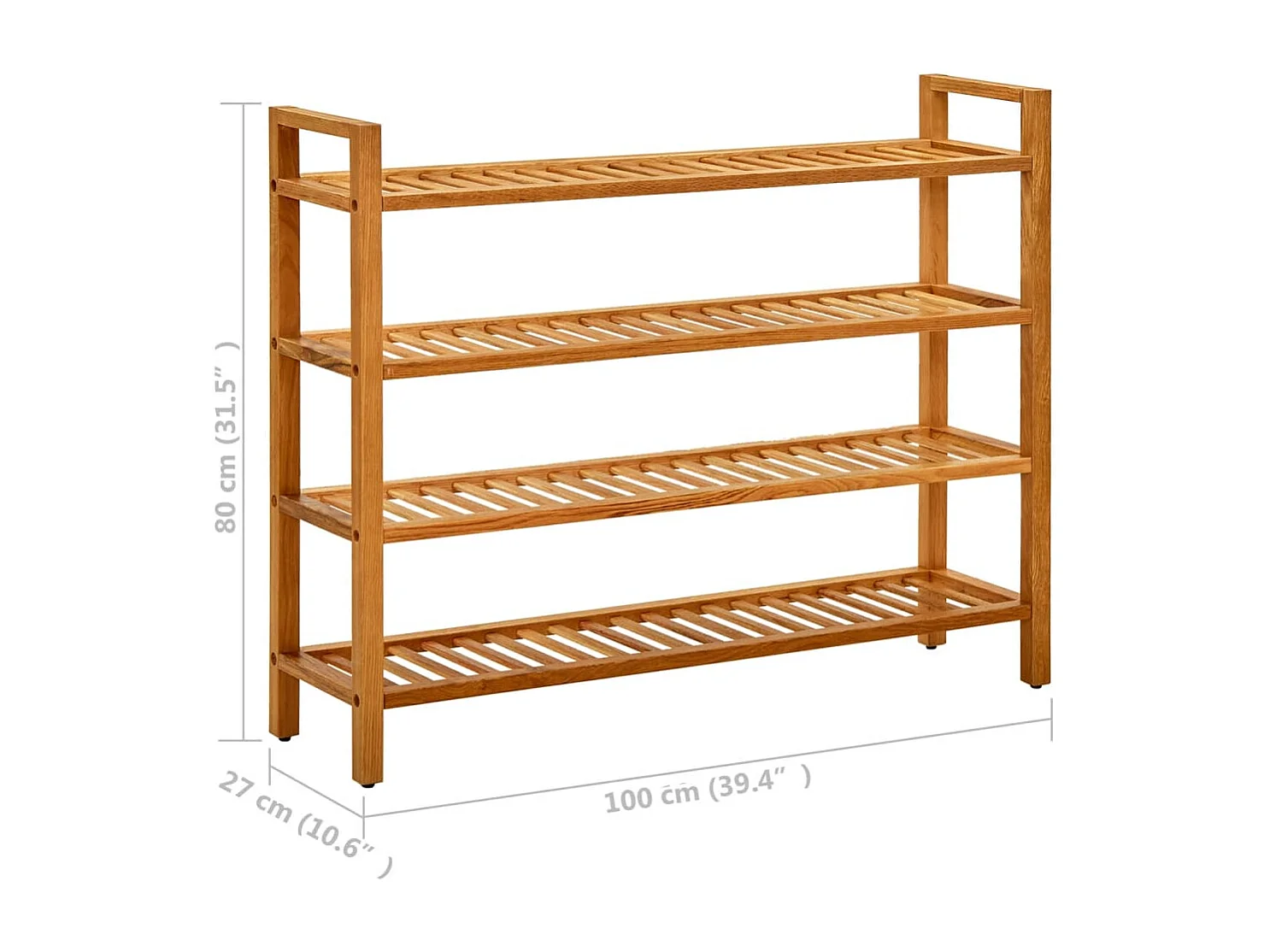 Zapatero de 4 niveles 100x27x80 cm Roble macizo