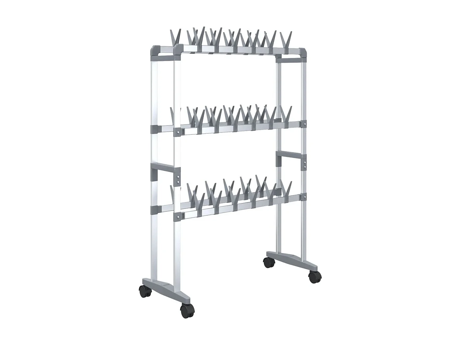 Étagère à chaussures avec roulettes Argenté 66x27x100 cm