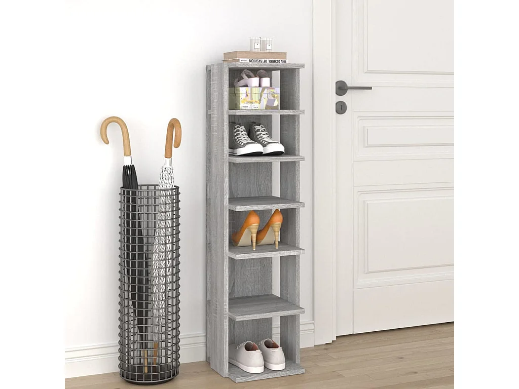 Étagère à chaussures Sonoma gris 27,5x27x102 cm Bois ingénierie