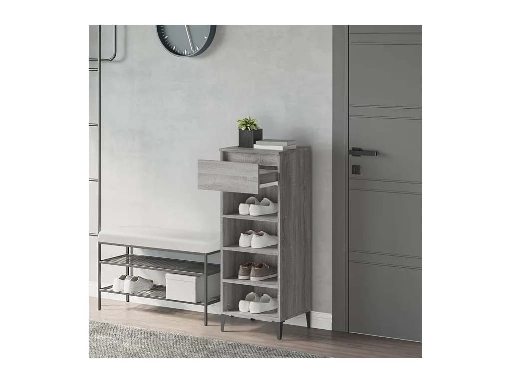 Étagère à chaussures Sonoma gris 40x36x105 cm Bois ingénierie