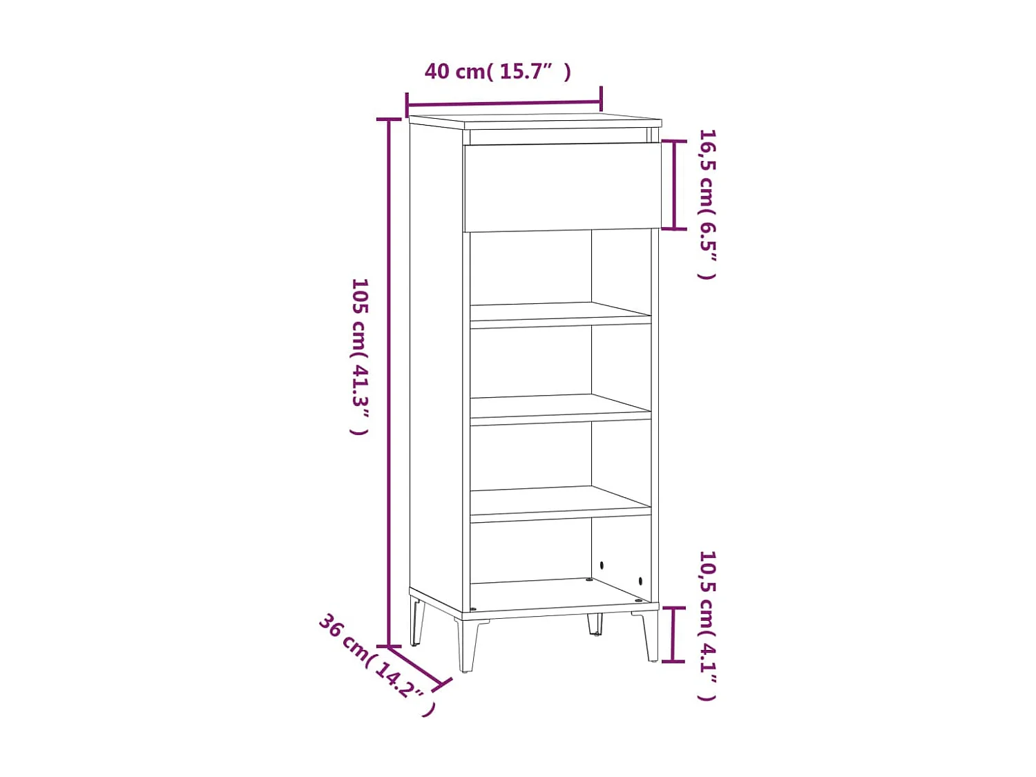 Scarpiera Sonoma grigia 40x36x105 cm in legno ingegnerizzato
