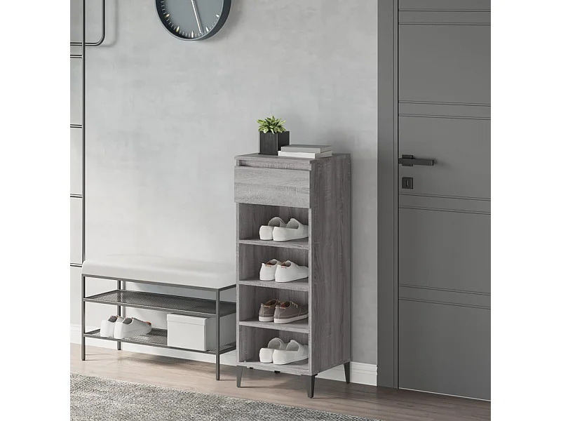 Zapatero Sonoma gris 40x36x105 cm Madera de ingeniería