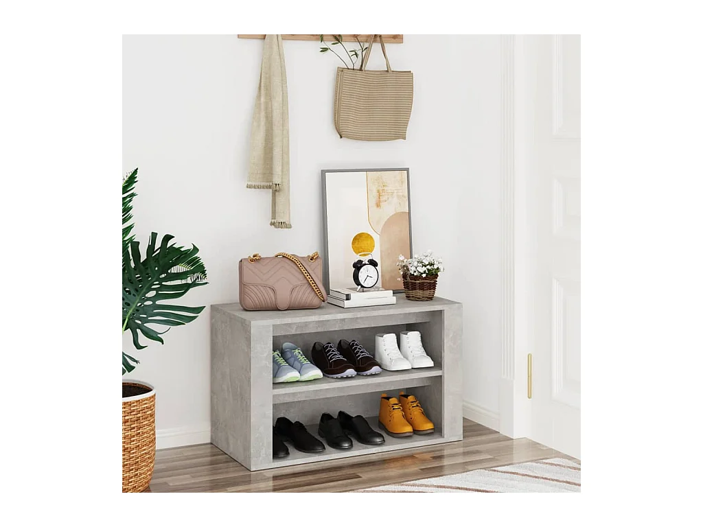 Betonnen grijze schoenenrek 75x35x45 cm bewerkt hout