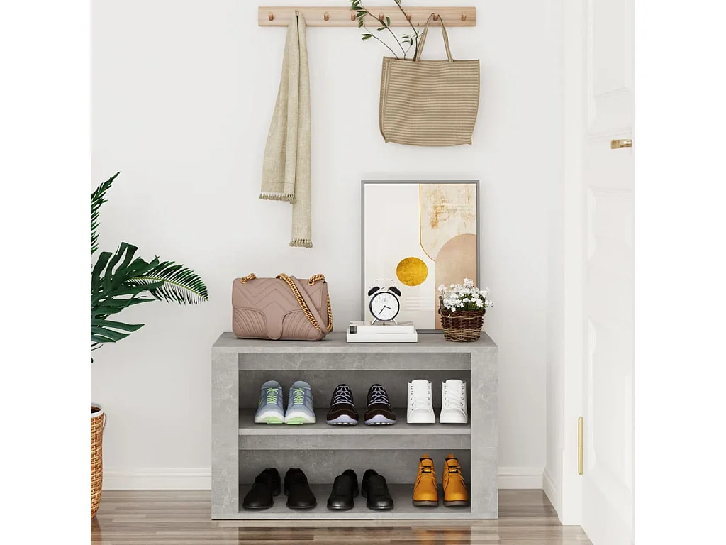 Étagère à chaussures Gris béton 75x35x45 cm Bois d'ingénierie