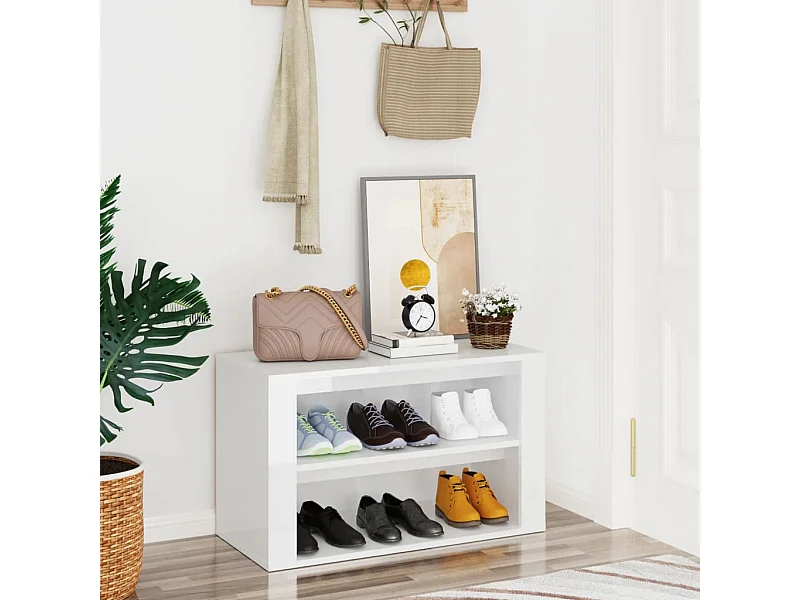 Schoenenrek Glanzend wit 75x35x45 cm Technisch hout