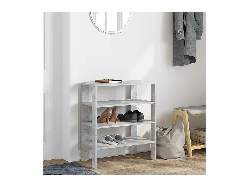Étagère à chaussures gris béton 61x32x70 cm bois d'ingénierie
