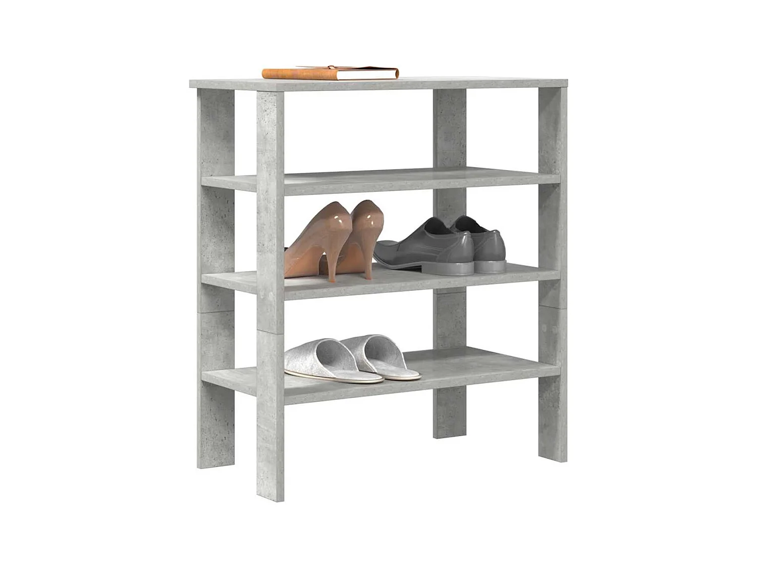 Zapatero gris hormigón 61x32x70 cm madera de ingeniería